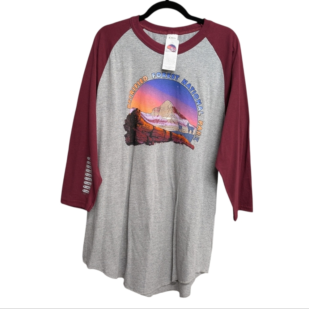 Petrified Forest National Park XL T-shirt grey/ red sleeve reglan tee NWT